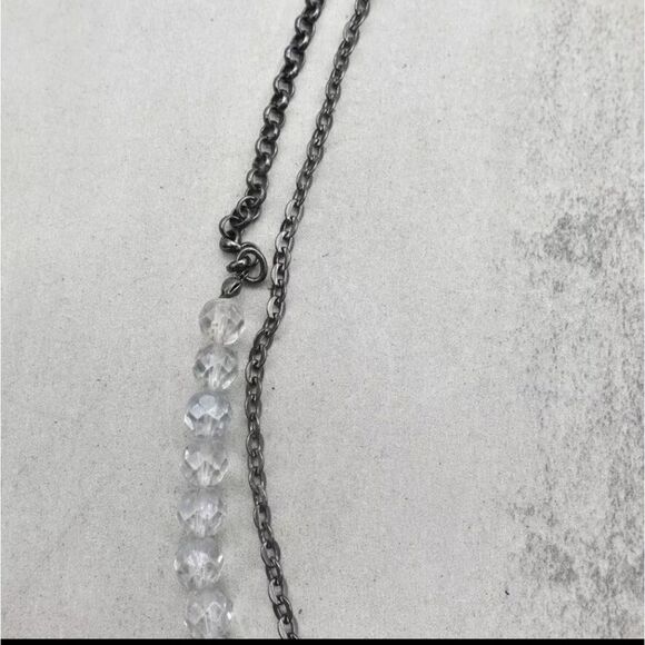Coldwater Creek Necklace Womens Smokey Gray Clear Faceted Bead Double Strand 24" - Picture 6 of 8